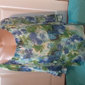 AGB SHEER FLORAL TOP WITH ATTACHED CAMI, SIZE XL